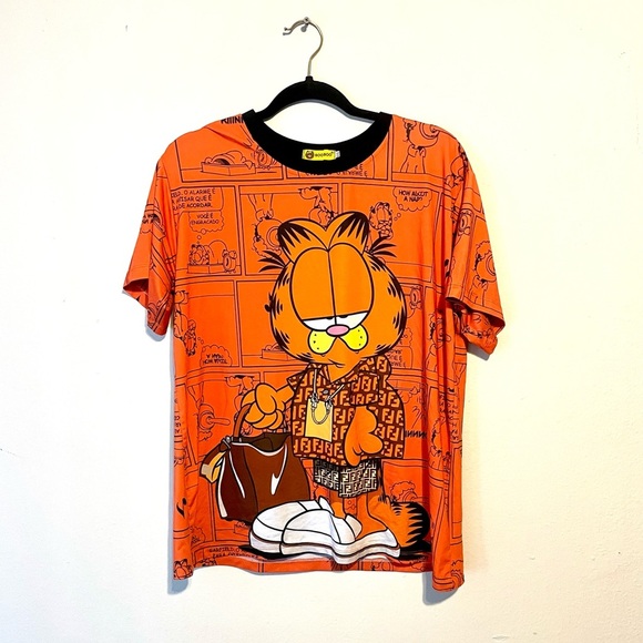 Tops - Garfield Polyester Short Sleeve Pullover Graphic T-Shirt Size XXL